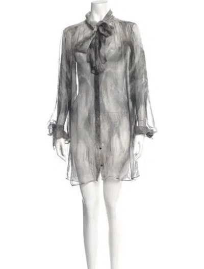 Pre-owned Alexander Mcqueen Tie-dye Print Mini Dress In Gray