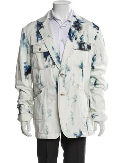 Pre-owned Alexander Mcqueen Tie-dye Print Parka In White