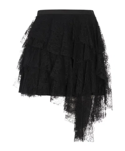 ALEXANDER MCQUEEN TIERED LACE ASYMMETRIC MINI SKIRT
