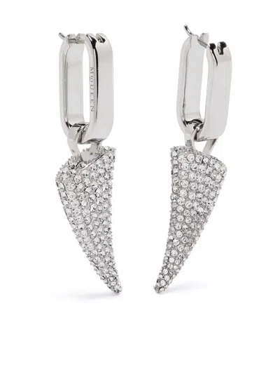 Alexander Mcqueen Jewelled Tiger Claw Earrings In Palladium