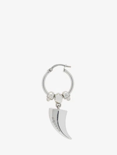 Alexander Mcqueen Tiger Claw Hoop Earring In Palladium