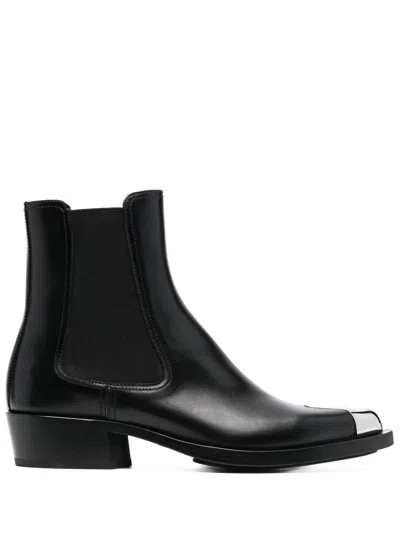 ALEXANDER MCQUEEN TOE-CAP 35MM LEATHER BOOTS