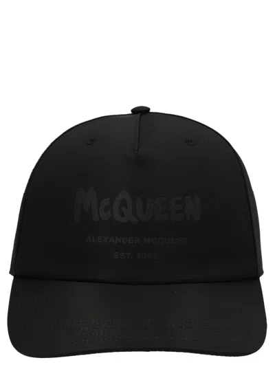 Alexander Mcqueen "mcqueen Graffiti" Cap In Black