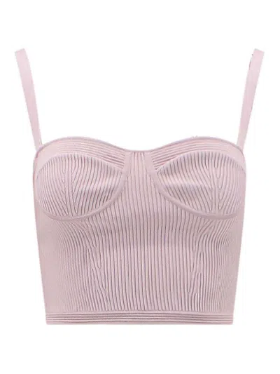 ALEXANDER MCQUEEN RIBBED FABRIC TOP