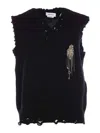 Alexander Mcqueen Patch Embroidery Distressed Tank Top In Black