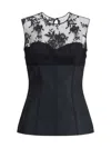 Alexander Mcqueen Lace-paneled Cotton-blend Top