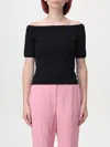 Alexander Mcqueen Off-the-shoulder Stretch-knit Top In 黑色