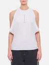 Alexander Mcqueen Draped Ribbed Tank Top In Weiss