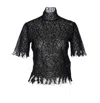 Alexander Mcqueen Black Knitted Cobweb Lace Top In Black