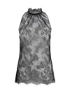 Alexander Mcqueen Sleeveless Black Lace Top In Black