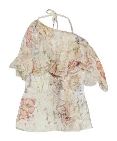 Alexander Mcqueen Top Decorated With Floral Patterns In White