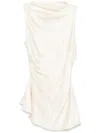 Alexander Mcqueen Asymmetric Satin Top In Grey