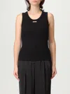 Alexander Mcqueen Ribbed Sleeveless Top With Fitted Silhouette In Black