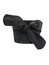 Alexander Mcqueen Knotted-bow Leather Corset Top In Negro