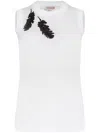 Alexander Mcqueen Embroidered Cotton Jersey Top In Opticalwhite
