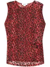 Alexander Mcqueen Leopard Printed Sleeveless Top In Rosso E Nero