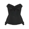 Alexander Mcqueen Silk Blend Strapless Bustier With Bow Detail In Black