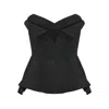 Alexander Mcqueen Silk Blend Strapless Bustier With Bow Detail In Black