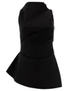 Alexander Mcqueen Asymmetric Gathered Top In Black