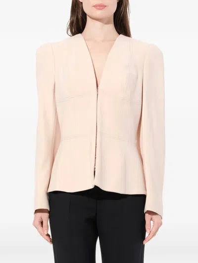 Alexander Mcqueen Topstitched Peplum-hem Jacket In Neutral
