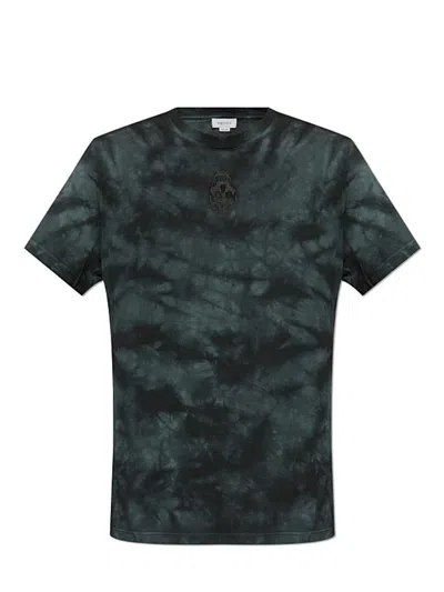 Alexander Mcqueen Mcqueen Skull Patch Tie Dye Cotton T-shirt In Black