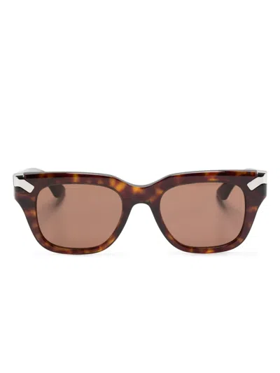 Alexander Mcqueen Tortoiseshell Square-frame Sunglasses In Brown