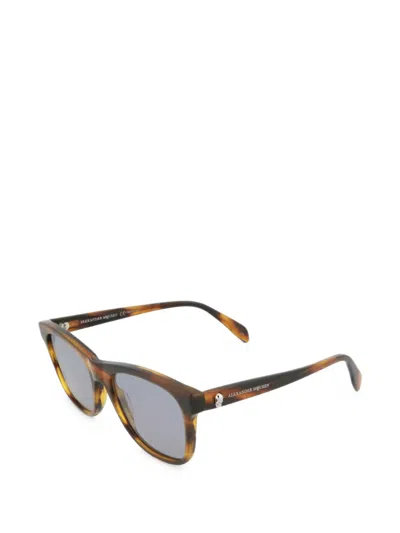 Alexander Mcqueen Tortoiseshell-effect Skull Sunglasses In Brown