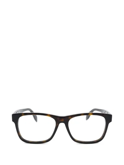 Alexander Mcqueen Tortoiseshell-effect Square-frame Glasses In Brown