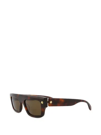 Alexander Mcqueen Tortoiseshell-effect Square-frame Sunglasses In Brown