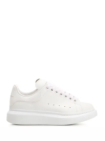 Alexander Mcqueen Oversized Hammered Leather Sneakers In White