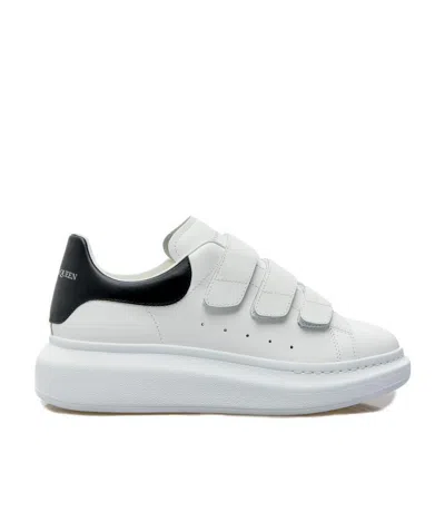 Alexander Mcqueen Touch-strap Branded Sneakers In White