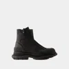 Alexander Mcqueen Tread Ankle Boots -  - Leather - Black In Black