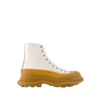 Alexander Mcqueen Tread Ankle Boots Alexander Mc Queen Calfskin Beige In White