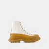 Alexander Mcqueen Tread Ankle Boots In Beige