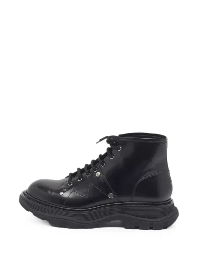 Pre-owned Alexander Mcqueen Tread Combat Boots In Black