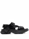 Alexander Mcqueen Flat Strappy Sandals In Black