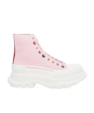 Alexander Mcqueen Tread High-top Lace Sneakers In Pink