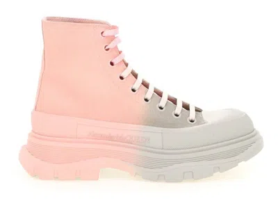 Pre-owned Alexander Mcqueen Tread High Top Two Tone (women's) Sneakers In Grey/pink In Multi