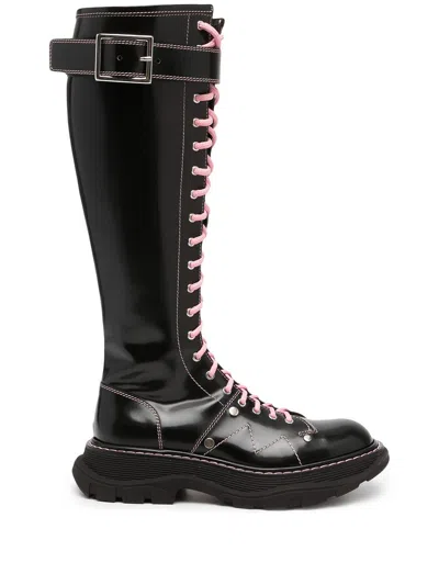 Alexander Mcqueen Tread Lace-up Boots In Black