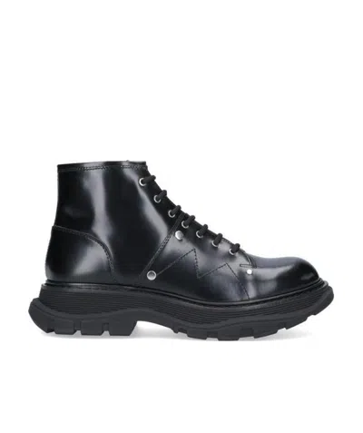 Alexander Mcqueen Tread Lace Up Boots In Black