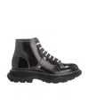 Alexander Mcqueen Leather Ankle Combat Boots Woman Ankle Boots Black Size 8 Calfskin In Black
