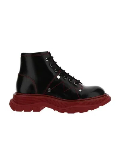 Alexander Mcqueen Tread Lace Up Boots In Black