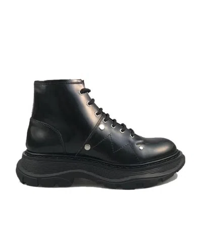Alexander Mcqueen Tread Lace-up Boots In Black