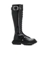 Alexander Mcqueen Tread Lace-up Leather Boots In Black