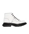 Alexander Mcqueen Tread Lace-up Leather Boots In White