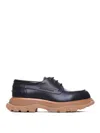 Alexander Mcqueen Leather Lace-up Shoes With Chunky Sole In Negro