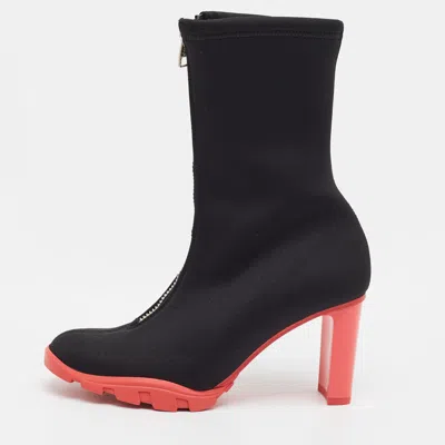 Pre-owned Alexander Mcqueen Tread Scuba Size 36 Black Stretch Fabric Ankle Length Boots