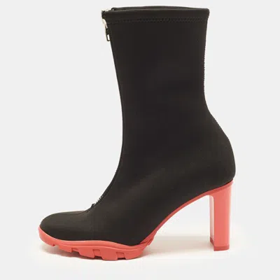Pre-owned Alexander Mcqueen Tread Size 36 Black Stretch Fabric Ankle Length Boots