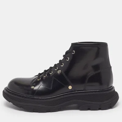 Pre-owned Alexander Mcqueen Tread Size 41 Black Leather Combat Boots
