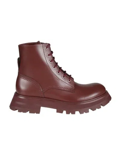 Alexander Mcqueen Tread Slick And Ankle Boots In Red